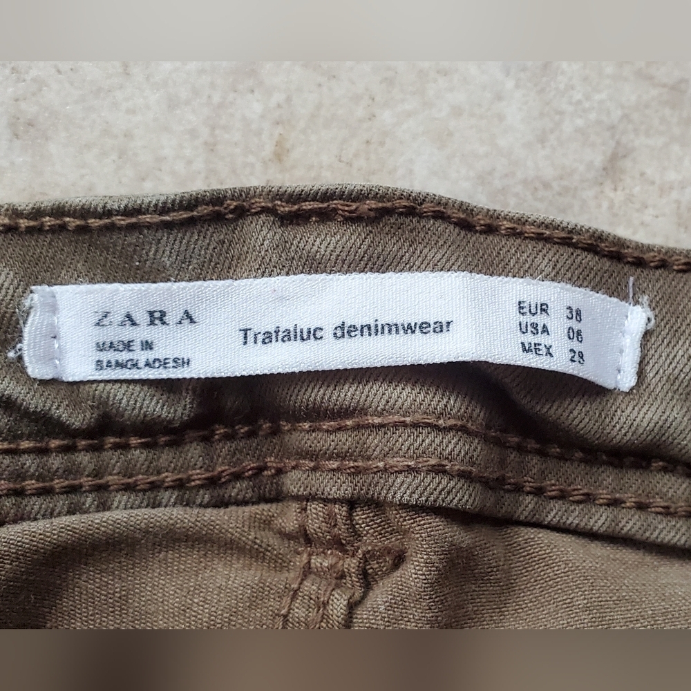 Zara Women's Skinny Olive Colored Pants Size 6 - Picture 4 of 4